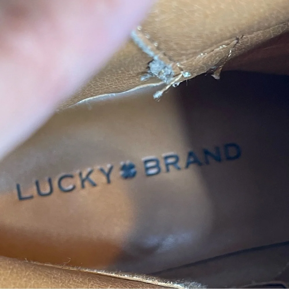 Lucky Brand Elyton Suede Lug Sole Booties in Tan Color